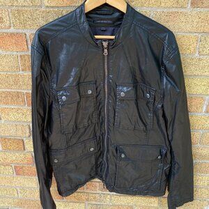 Vintage John Varvatos Black Leather Double Zip Racer Jacket XL